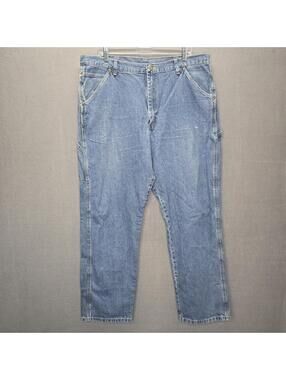 Old Mill Mens Carpenter Jeans 38x30 Blue Denim Work Pants 100% Cotton Relaxed